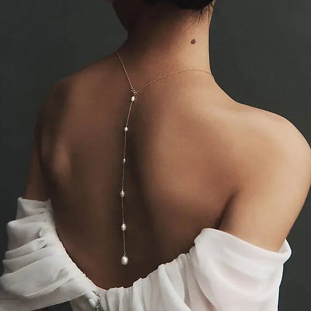 Body Jewelry Back - Stonefans Elegante ciondolo con perla a
