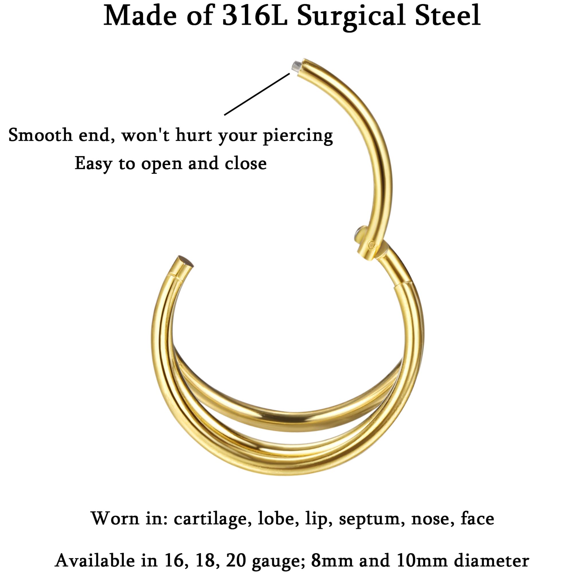 1-3PCS Doppi Cerchi Anello al  - Conch Earring Hoop recensione e prezzo